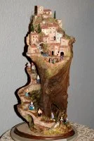 Sculpture - Village dans un tronc de murier &copy; florence begni - Atelier des Paysages Miniatures